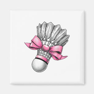 Coquette Bow Badminton Shuttle Pink Ribbon Mum Gir Magnet