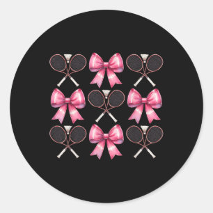 Coquette Bow Badminton Shuttle Racket Pink Ribbon Classic Round Sticker