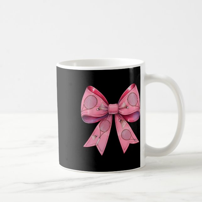 Coquette Bow Badminton Shuttle Racket Pink Ribbon  Coffee Mug (Right)