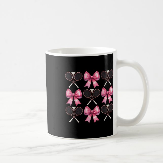 Coquette Bow Badminton Shuttle Racket Pink Ribbon  Coffee Mug (Right)