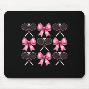 Coquette Bow Badminton Shuttle Racket Pink Ribbon Mouse Pad