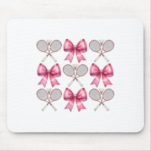 Coquette Bow Badminton Shuttle Racket Pink Ribbon Mouse Pad