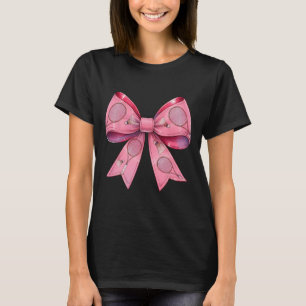 Coquette Bow Badminton Shuttle Racket Pink Ribbon  T-Shirt