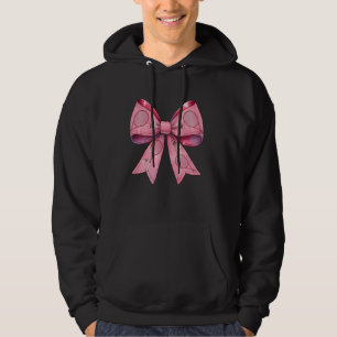 Coquette Bow Badminton Shuttlecock Racket Pink Rib Hoodie