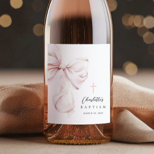 Coquette Bow Baptism Wine Label