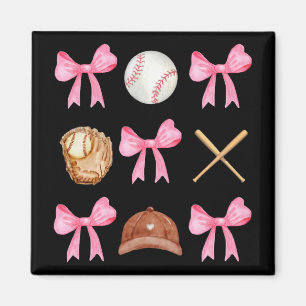 Coquette Bow Baseball Mama Baseball Mum Mothers Da Magnet
