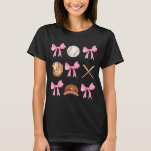 Coquette Bow Baseball Mama Baseball Mum Mothers Da T-Shirt
