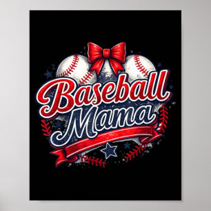 Coquette Bow Baseball Mama Game Day Mama Sport Poster