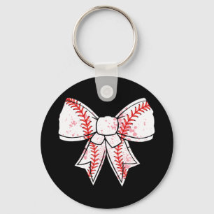 Coquette Bow Baseball Mama Mothers Day Women Kids  Key Ring
