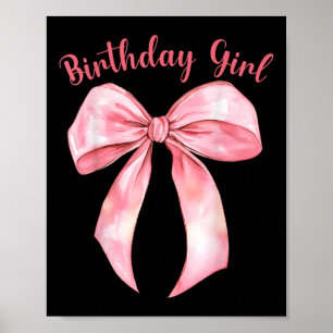 Coquette Bow Birthday Girls Aesthetic Girly Birthd Poster