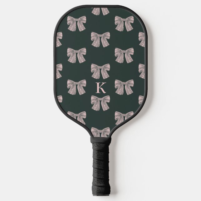 Coquette Bow Black & Pink Stylish Pickleball Paddle (Front)