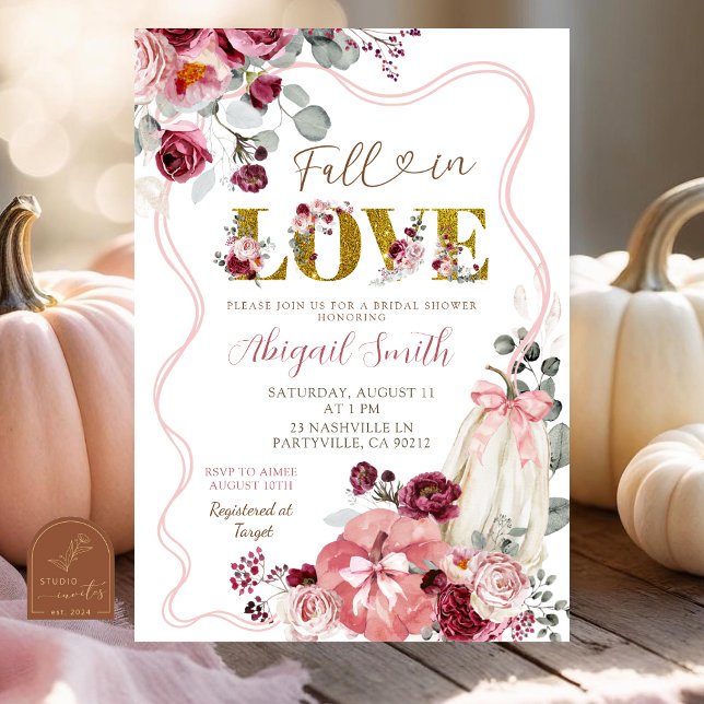 Coquette Bow Blush and Burgundy Bridal Shower Invitation (Creator Uploaded)