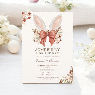 Coquette Bow Boho Bunny Ears Easter Baby Shower Invitation