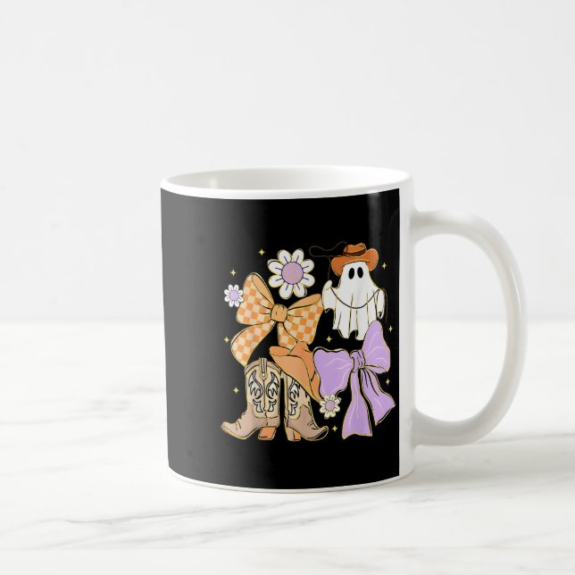 Coquette Bow Boo Ghost Boots Western Cowboy Cowgir Coffee Mug (Right)