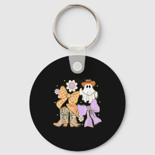 Coquette Bow Boo Ghost Boots Western Cowboy Cowgir Key Ring