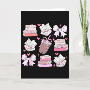 Coquette Bow Book Coffee Valentines Bookish Librar Card