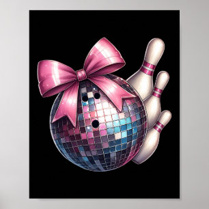 Coquette Bow Bowling Ll Pins Chequered Disco Bowle Poster