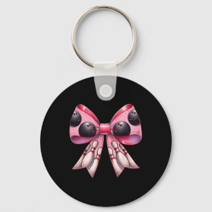 Coquette Bow Bowling Ll Pins Pattern Bowler Pink M Key Ring