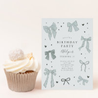 Coquette Bow Boy Birthday Party Invitation