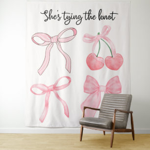 Coquette Bow Bridal Shower Photo Backdrop  Tapestry