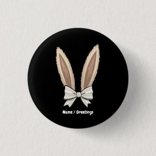 Coquette Bow Bunny Ears Cute Rabbit Happy Easter 3 Cm Round Badge
