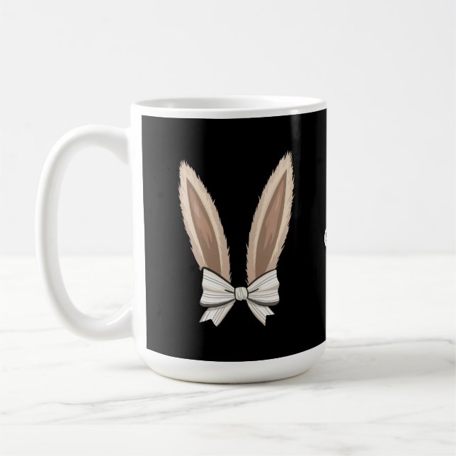 Coquette Bow Bunny Ears Cute Rabbit Happy Easter Coffee Mug (Left)