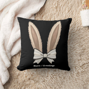 Coquette Bow Bunny Ears Cute Rabbit Happy Easter Cushion