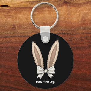 Coquette Bow Bunny Ears Cute Rabbit Happy Easter Key Ring