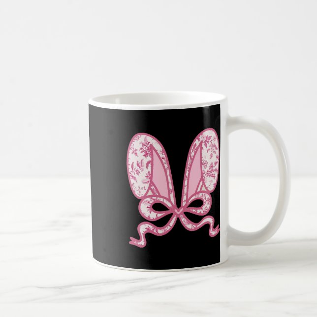 Coquette Bow Bunny Ears Happy Easter Day Rabbit  Coffee Mug (Right)