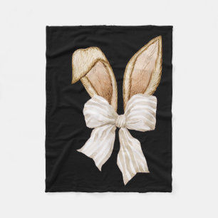 Coquette Bow Bunny Ears Rabbit Happy Easter Day Re Fleece Blanket