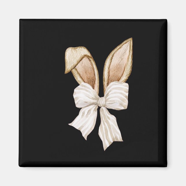 Coquette Bow Bunny Ears Rabbit Happy Easter Day Re Magnet (Front)