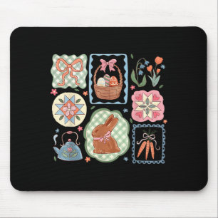 Coquette Bow Bunny Eggs Funny Rabbit Flower Happy Mouse Pad