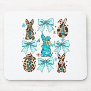Coquette Bow Bunny Rabbit Eggs Happy Easter Cowboy Mouse Pad