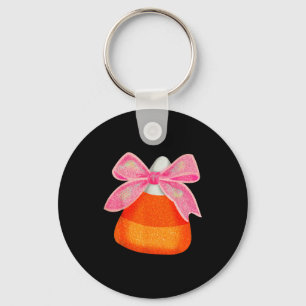 Coquette Bow Candy Corn Women Girls Kids Halloween Key Ring