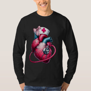 Coquette Bow Cardiac Nurse Cardiology CNS Pink Mum T-Shirt
