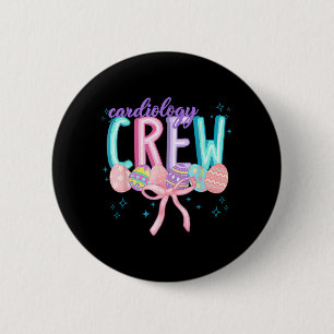Coquette Bow Cardiology Crew Egg Bunny Easter 6 Cm Round Badge