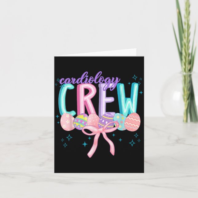 Coquette Bow Cardiology Crew Egg Bunny Easter Card (Front)