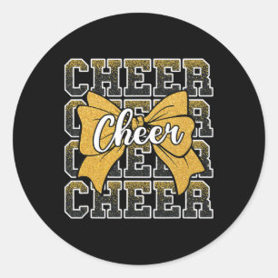 Coquette Bow Cheer Funny Cheerleader Cheerleading Classic Round Sticker