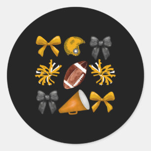Coquette Bow Cheer Girls Cheerleading,women Dancei Classic Round Sticker