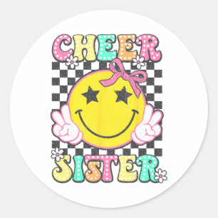 Coquette Bow Cheer Sister Cheerleader Cheerleading Classic Round Sticker