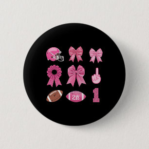 Coquette Bow Cheerleading Footll Pink Breast Cance 6 Cm Round Badge