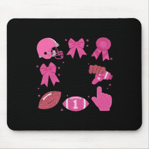 Coquette Bow Cheerleading Footll Pink Breast Cance Mouse Pad