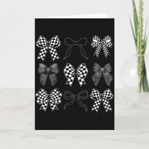 Coquette Bow Chequered Flag Race Car Racing Women Card