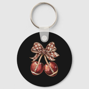 Coquette Bow Chequered Funny Cherry Football Mama Key Ring
