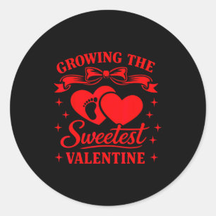 Coquette Bow Cherry Heart Valentine Pregnancy Reve Classic Round Sticker