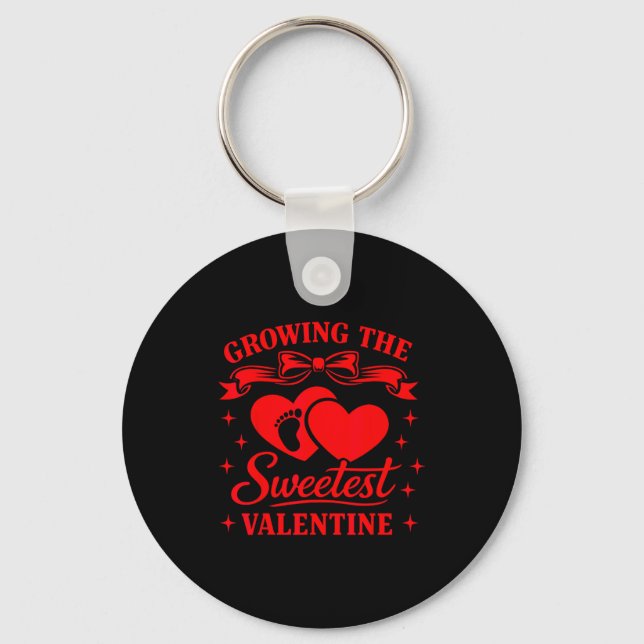 Coquette Bow Cherry Heart Valentine Pregnancy Reve Key Ring (Front)