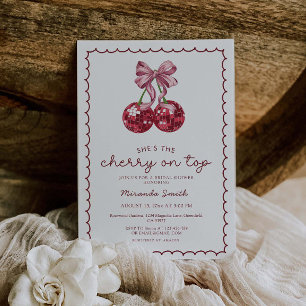 Coquette Bow  Cherry On Top Bridal Shower Invitation
