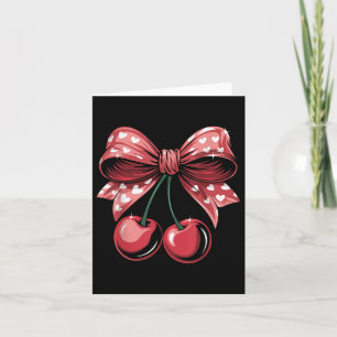 Coquette Bow Cherry Valentines Day Heart Women Gir Card
