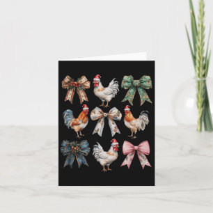 Coquette Bow Chicken Christmas Farm Animal Cute Ho Card