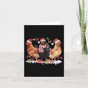Coquette Bow Chicken Christmas Hat Lights Farm Ani Card